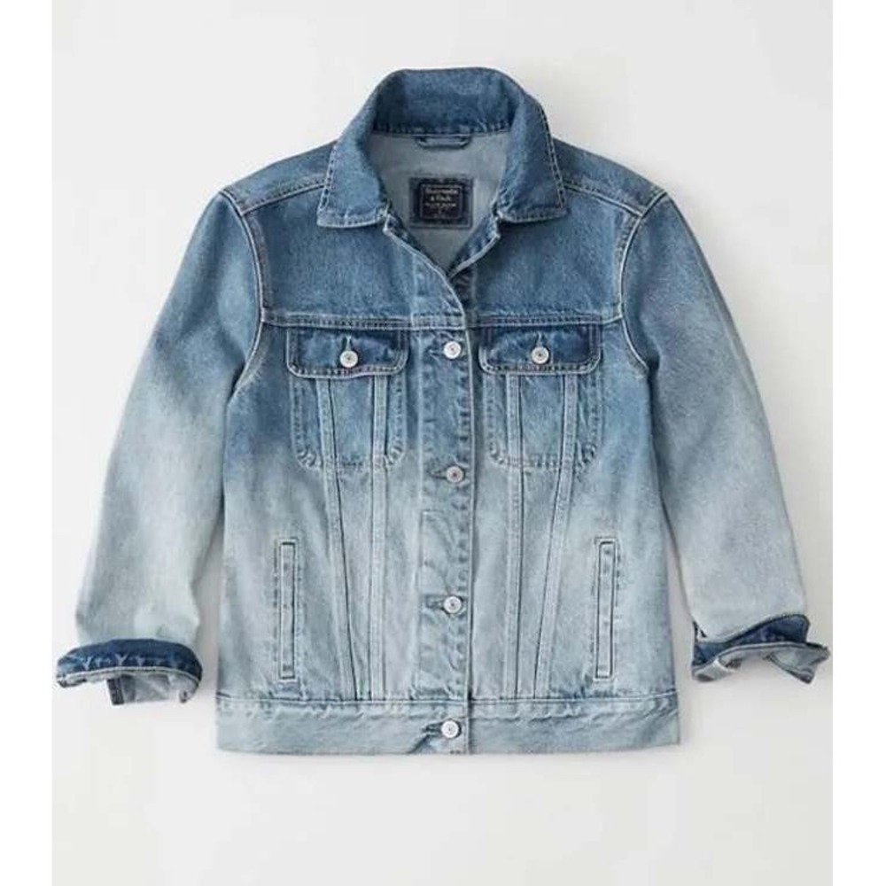 Abercrombie & Fitch Ombre Denim Trucker Jacket‎ Blue Gradient Womens Small